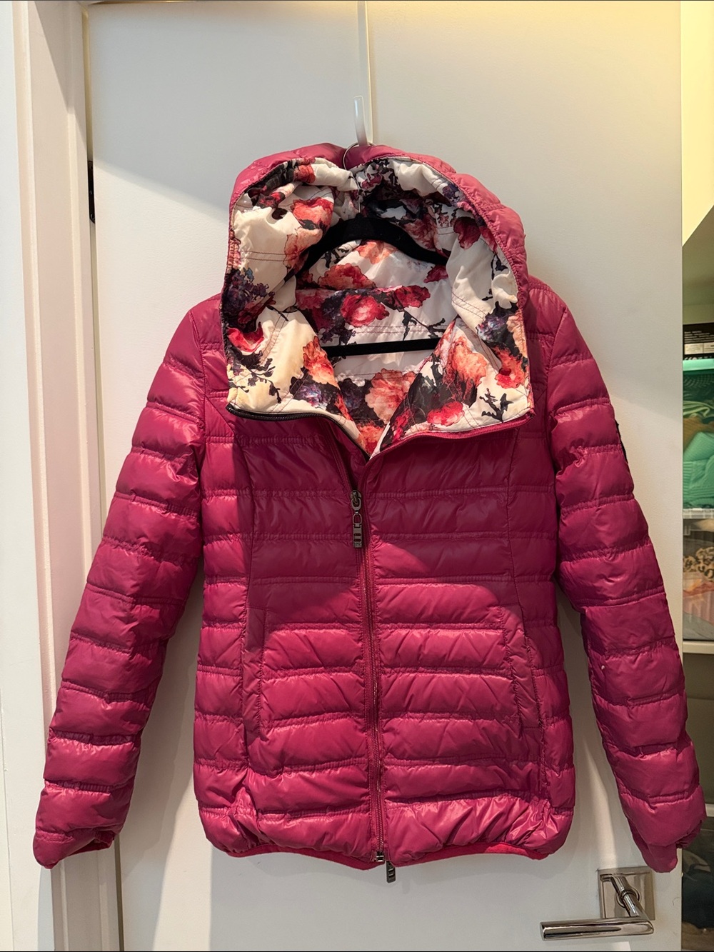 Parasuco Women's Double Sided Pink/Floral Quilted Hooded Jacket